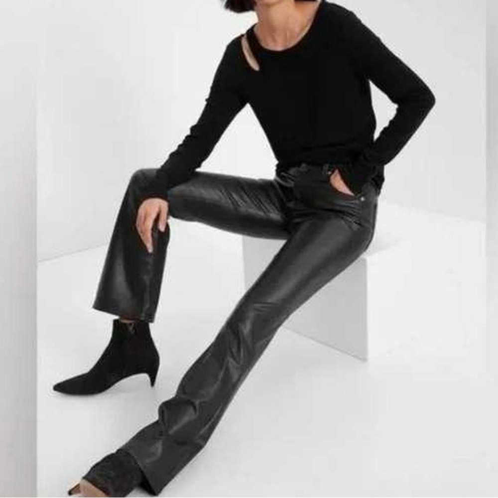 GAP Black Faux Leather Straight-Leg Pants - Picture 6 of 12